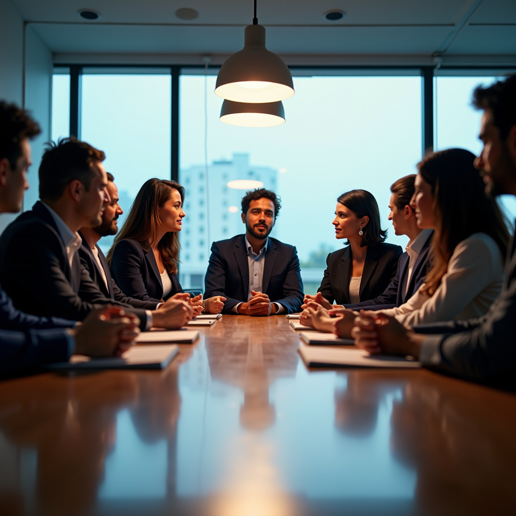 Timeline visualization showing the transformation of philanthropic practices from traditional charity to strategic grantmaking, with diverse foundation leaders collaborating around a modern conference table reviewing equity-focused funding strategies